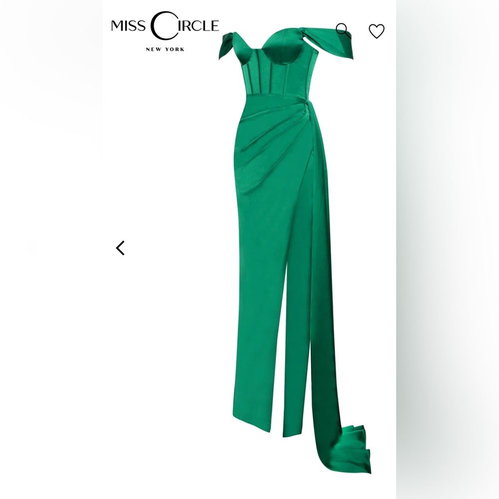 Zayda Green High Slit Corset Satin Gown - Picture 7 of 8